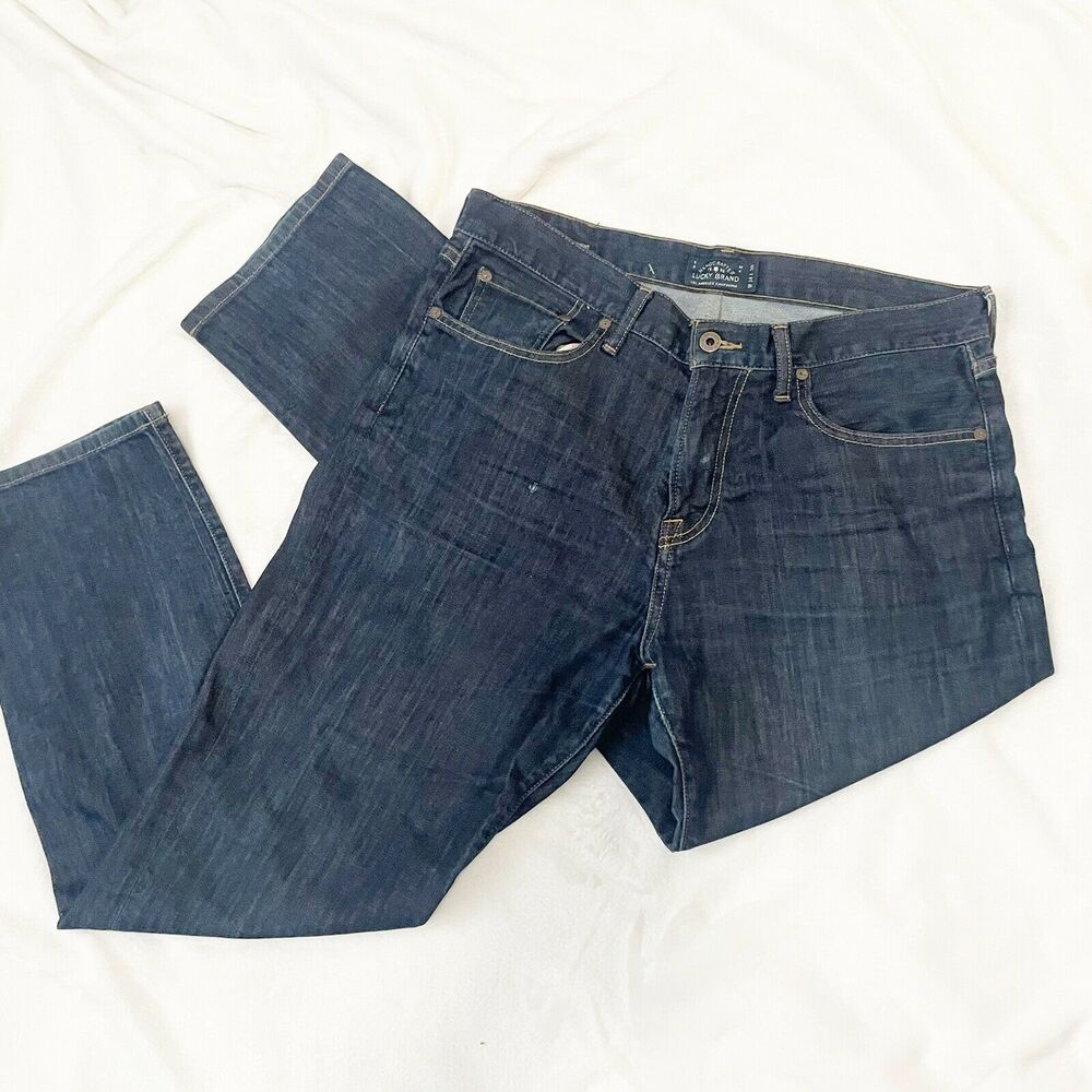 lucky brand 221 straight leg jeans mens size 34x30 blue dark denim